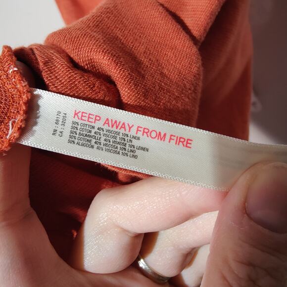 Intimately Free People Sz XS Orange Back to Basics Cropped Tank Top Linen Blend - Picture 4 of 5